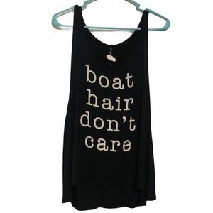 Cute High Low Black Tank Boat Life Medium